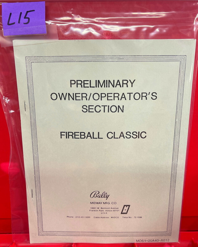 Fireball Classic Pinball Operations/Service/Repair/Troubleshooting Manual L15