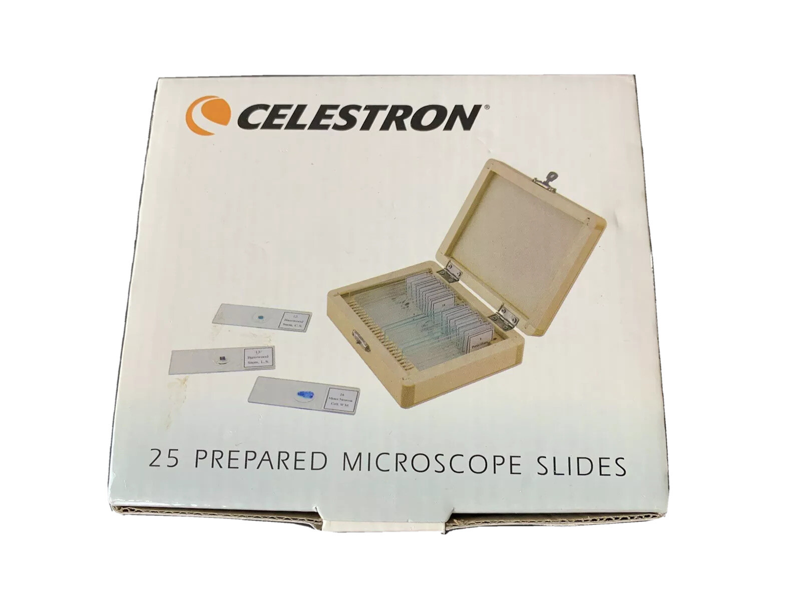 Celestron 25 Prepared Microscope Slides #44410 New