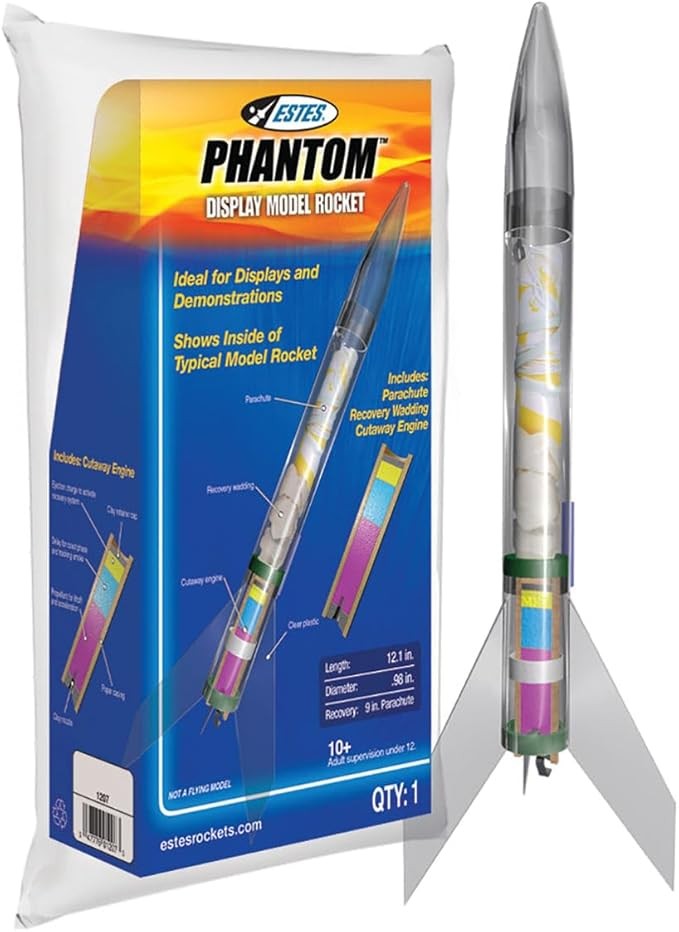 Estes 1207 Phantom Model Rocket Kit for Beginners (Not Launchable)