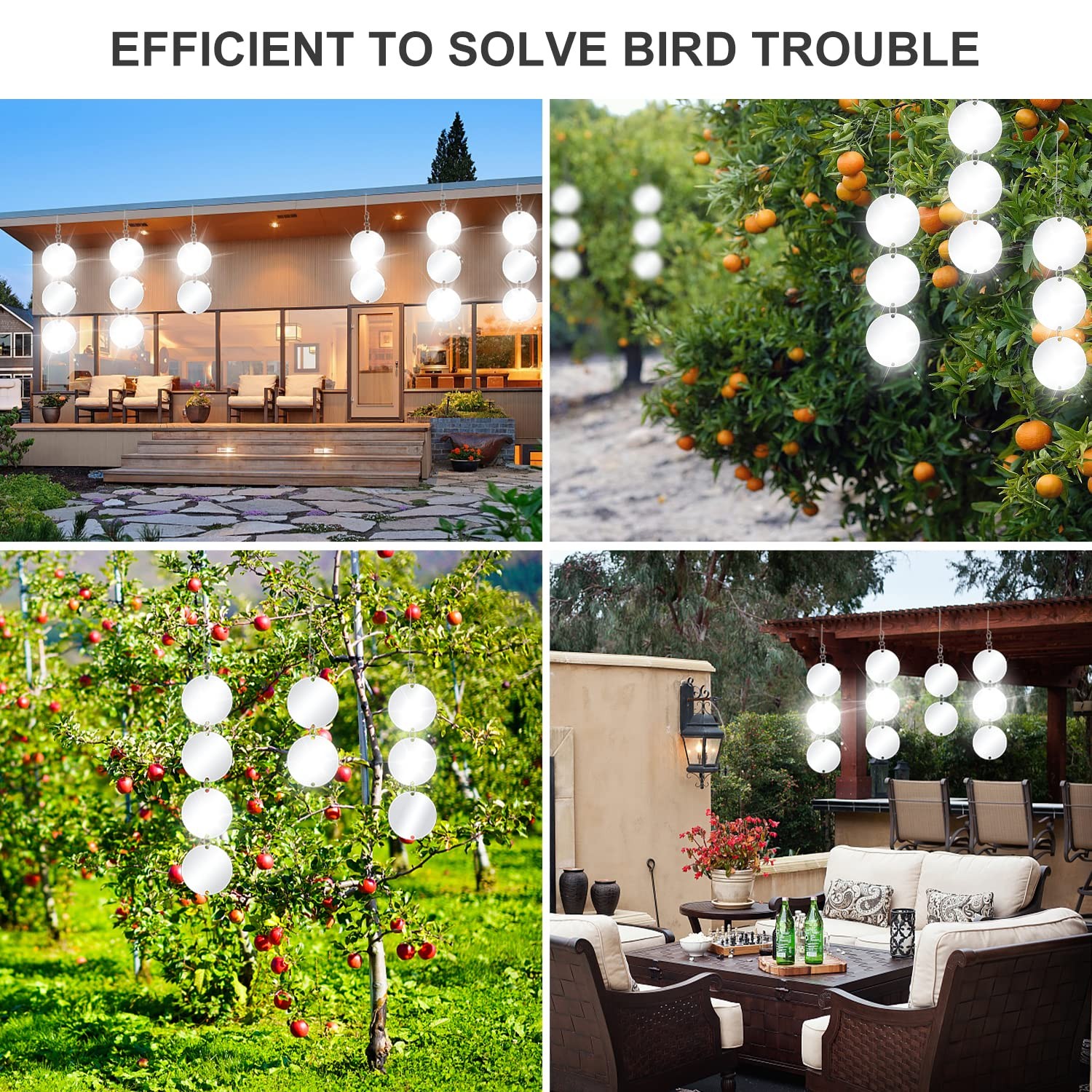 30 Pack Bird Scare Discs Set-Highly Reflective Double-Sided Bird Reflectors