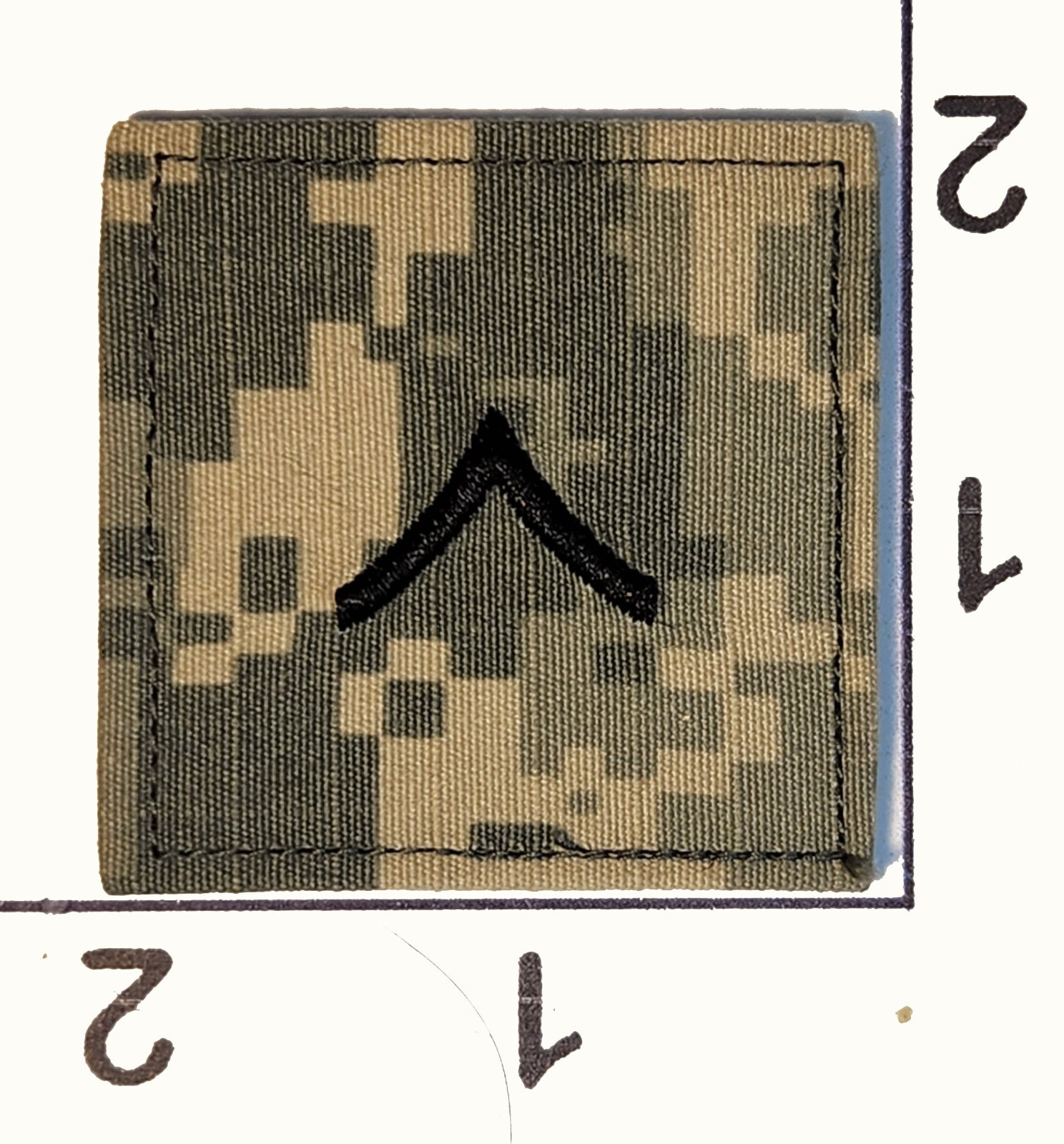 United States Army Private Patch Embroidered Rank Hook Loop Camoflauge