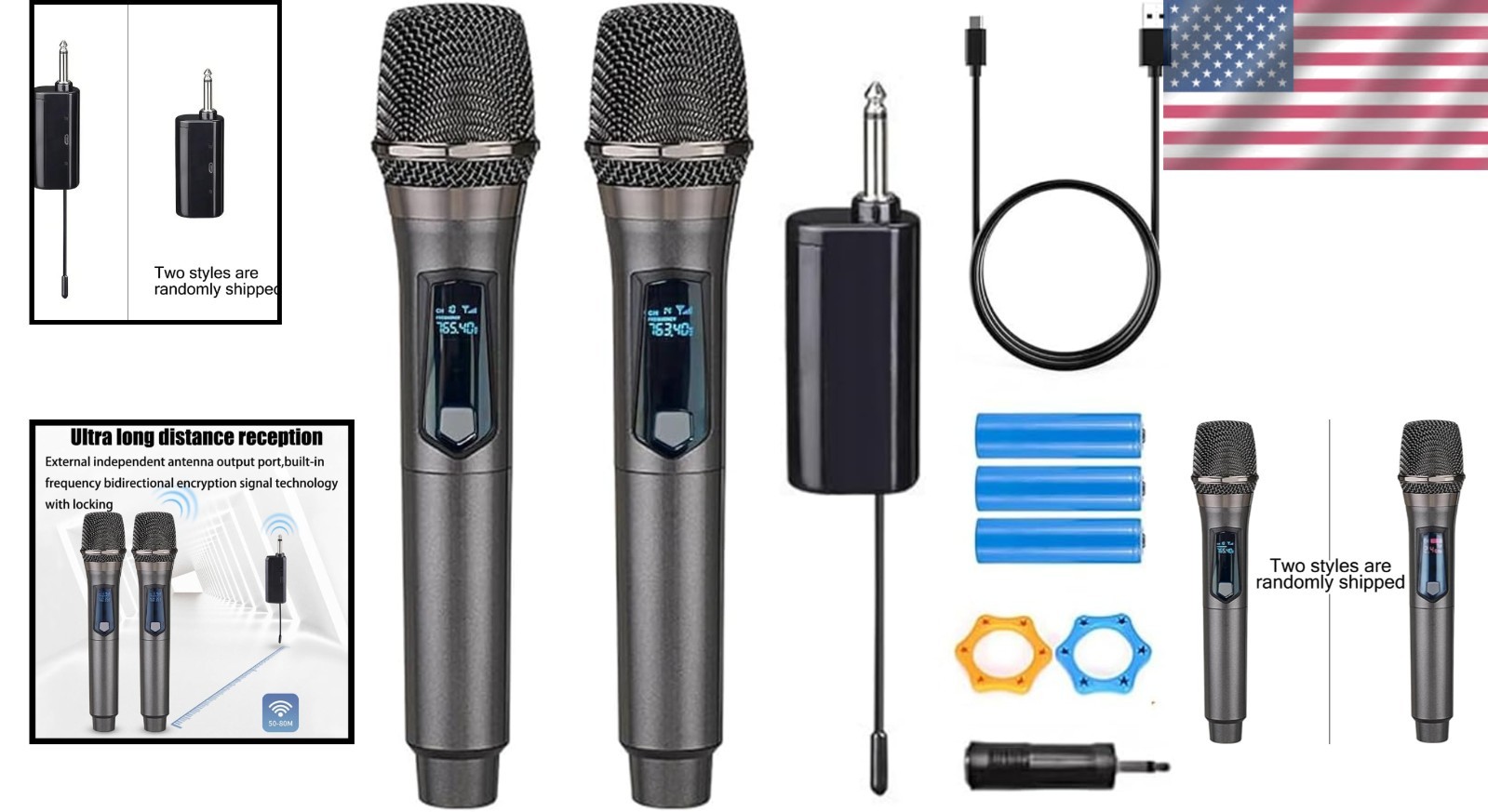 Rechargeable Fixed Frequency Wireless Dual Microphone,Handheld Dynamic Mic