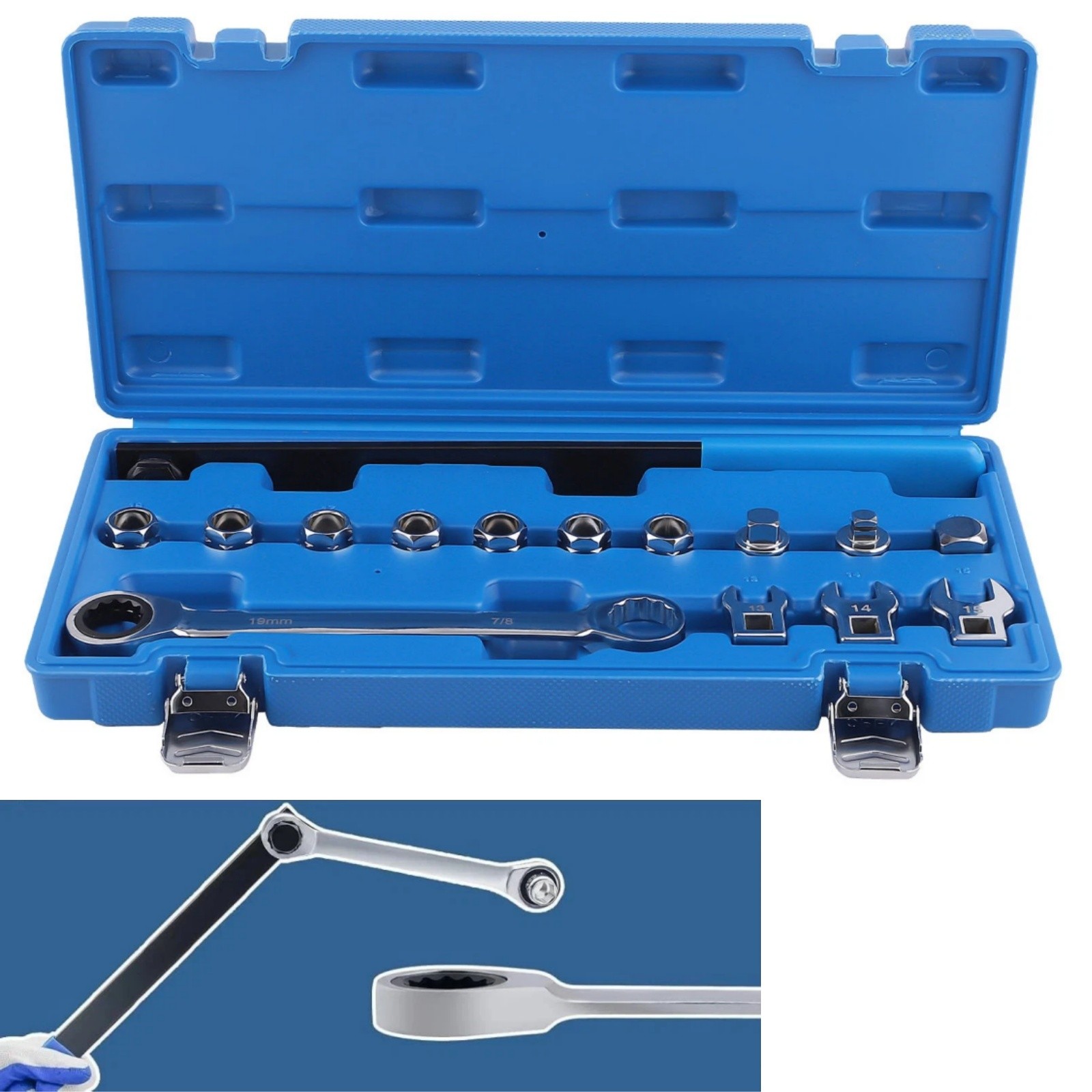 15PCS Serpentine Belt Tool Set, Professional Ratcheting Serpentine Belt Tensione