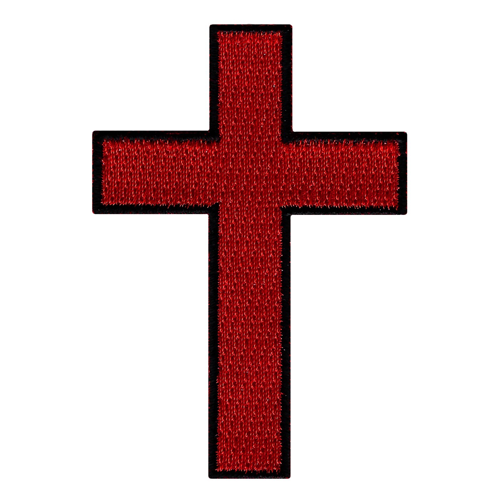 CHRISTIAN CROSS iron-on PATCH embroidered BLACK RED CRUCIFIX JESUS BIKER new