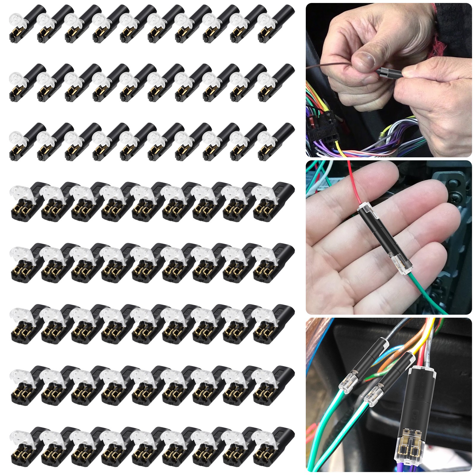 90 PCS Plug-In Quick Wire Connectors, Reusable Clamp Terminal Blocks for Cables