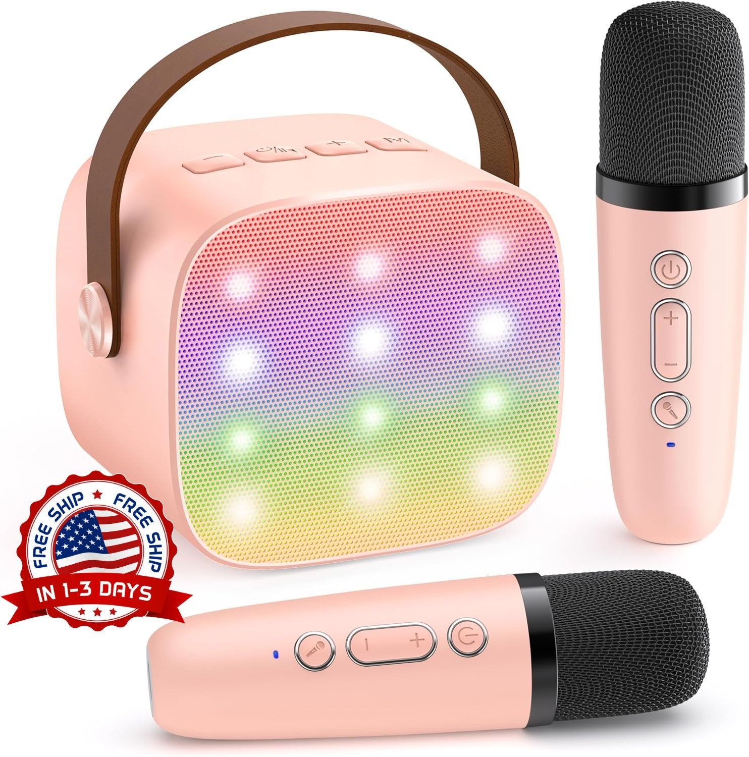 Máquina de karaoke Bluetooth con 2 micrófonos inalámbricos para niños y adultos