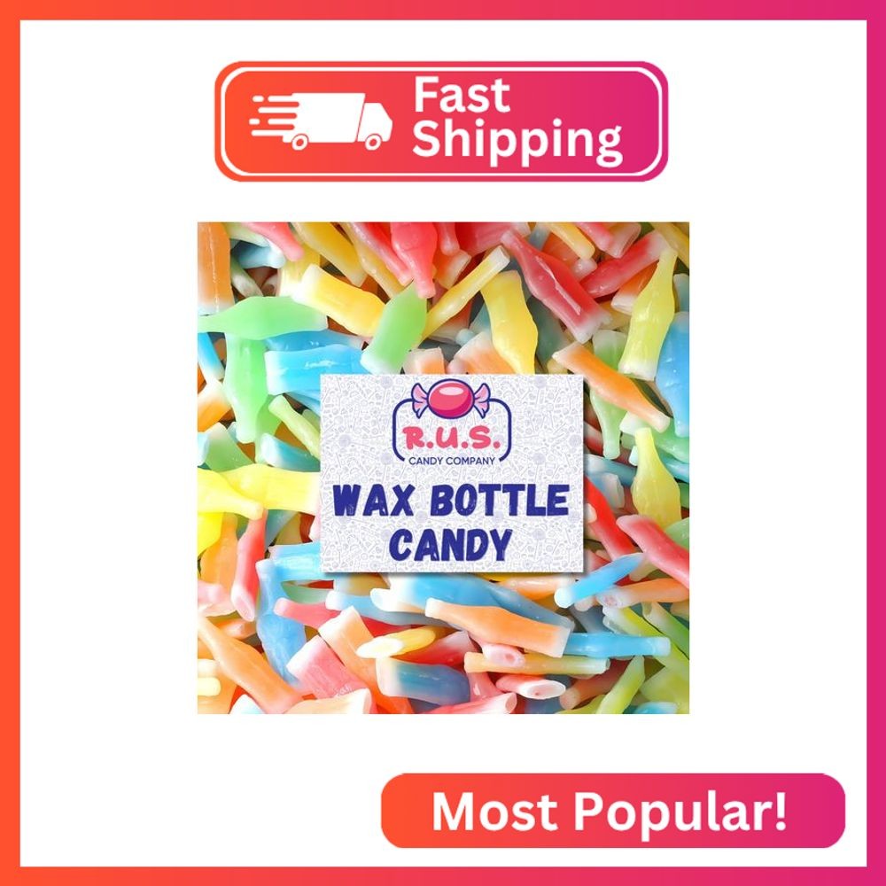 Old-Fashioned Wax Bottle Candy – 1/2 Lbs Bulk Pack – 5 Fruity Flavors (Lemon, Bl