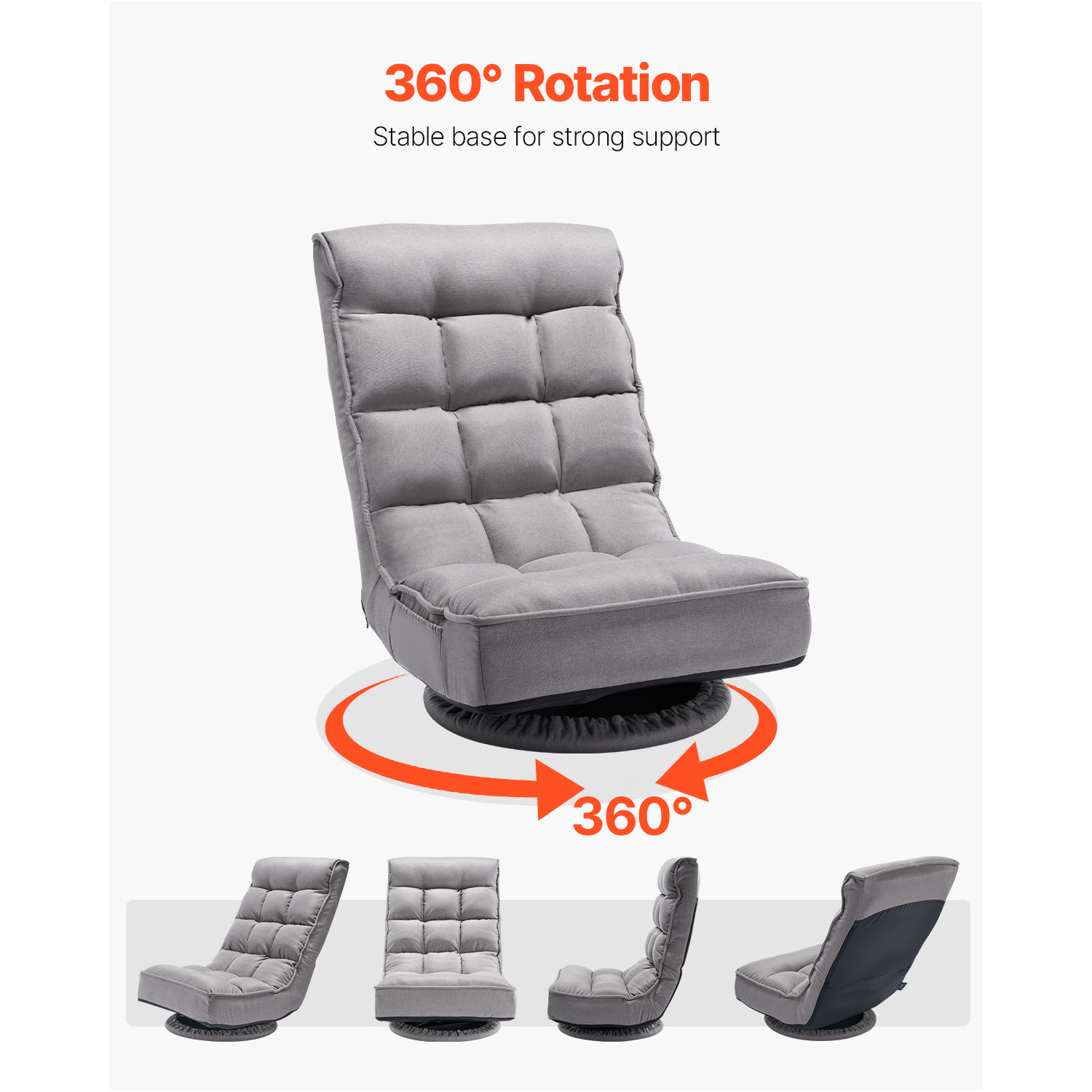 360° Swivel Floor Gaming Chair with 4 Adjustable Position Folding Floor Chair