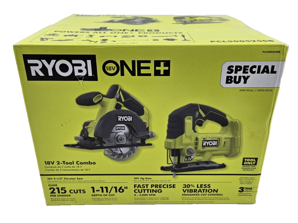 Ryobi ONE 18V 2-Tool Kit 5-1/2" Circular Saw PCL500B + Jig Saw PCL525 BARE TOOLS