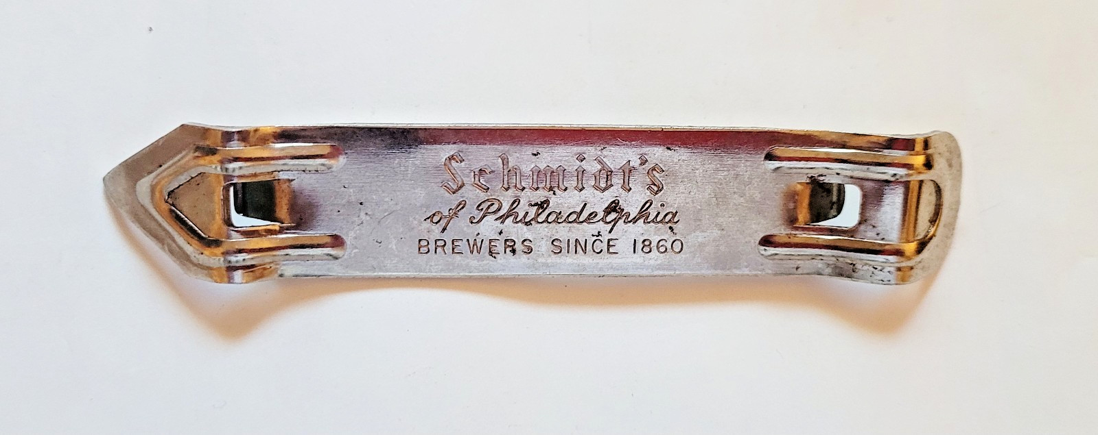 Schmidt's Brewers Bottle Can Opener Vintage Metal 4 1/2 in x 3/4 in Free Shipp.