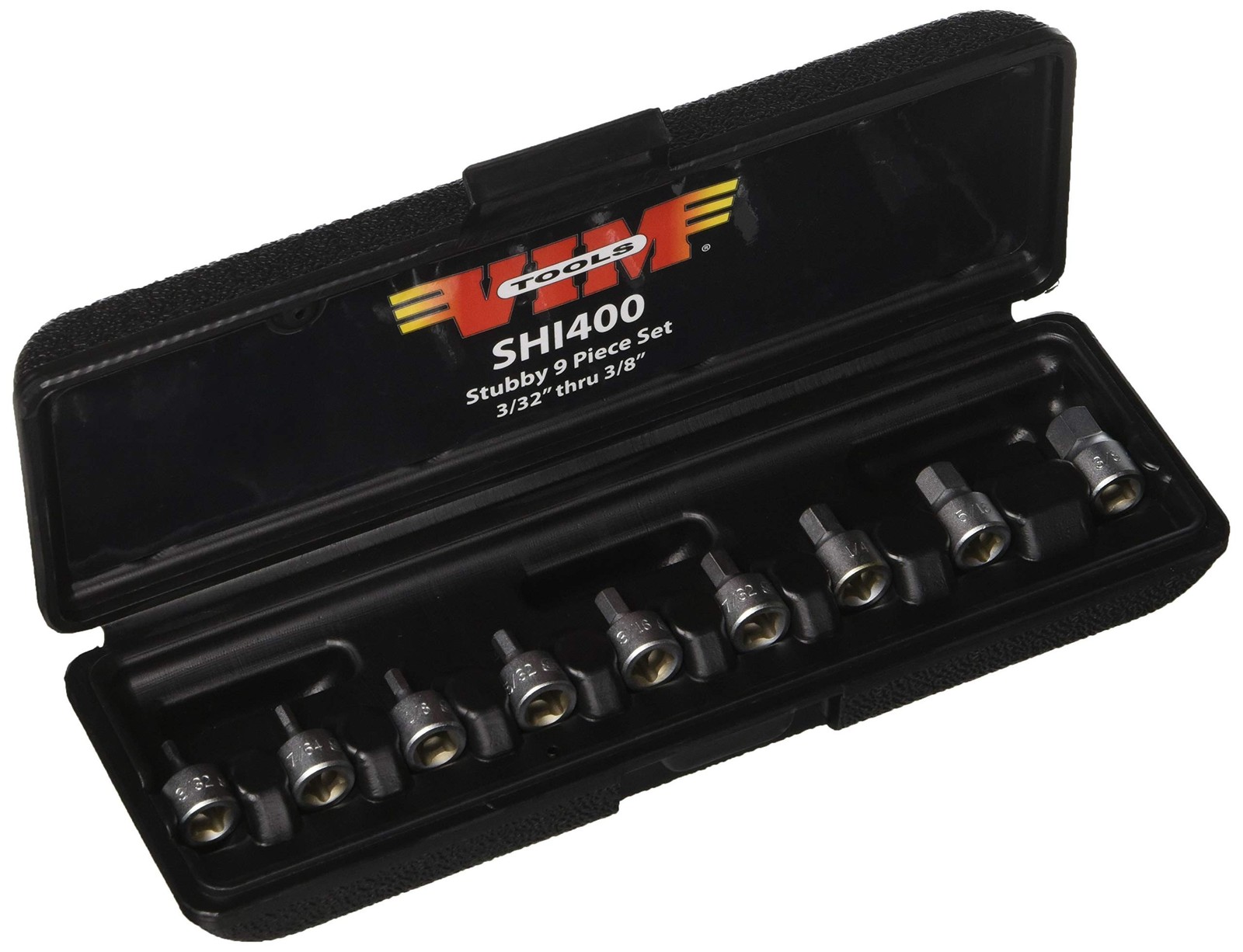 VIM Hand Tools Stubby Hex Drive Set, 9 piece SAE / 1/4-Inch square drive hex ...