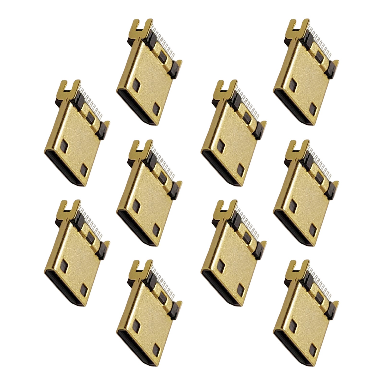 10PCS MINI HDMI Male Connector Gold Plated Vertical Straight Plug Socket