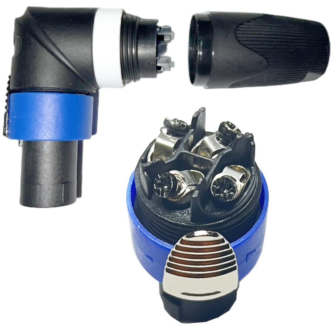 Elbow Right Angle Speakon Cable Adapter Connectors 4 Pole L-Shape High-Load S...