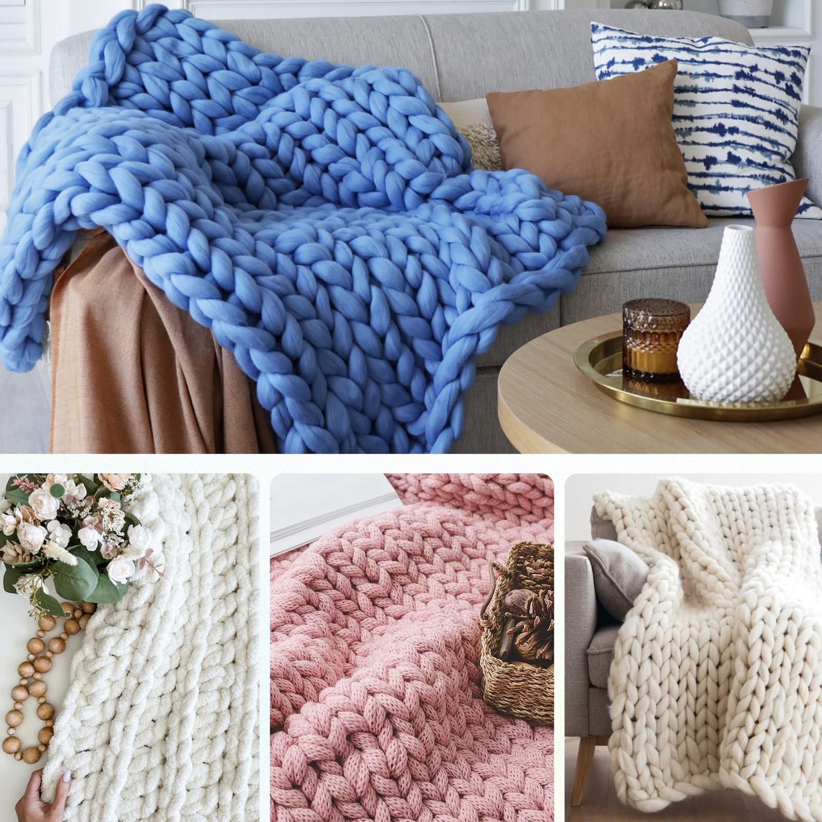 56" Chunky Blanket Loom - Loom for DIY Throw Blankets, Adjustable Size Hand K...