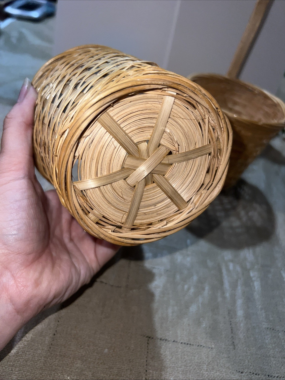 Boho Baskets Wall Hanging Set 2 Stick Decor