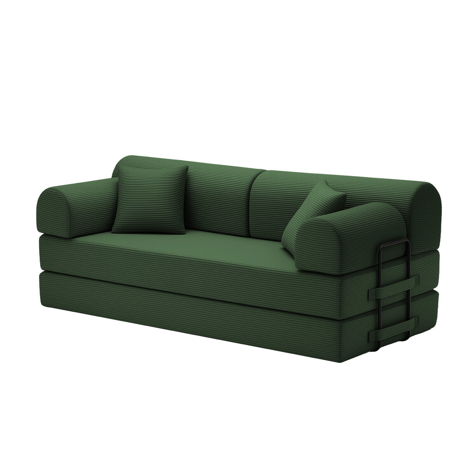 Convertible Sleeper Sofa Bed, Corduroy Folding Couch, Dark Green