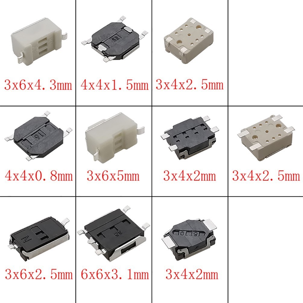 250* Values Tactile Push Button Switch Micro-Momentary-Tact-Assortment Kit