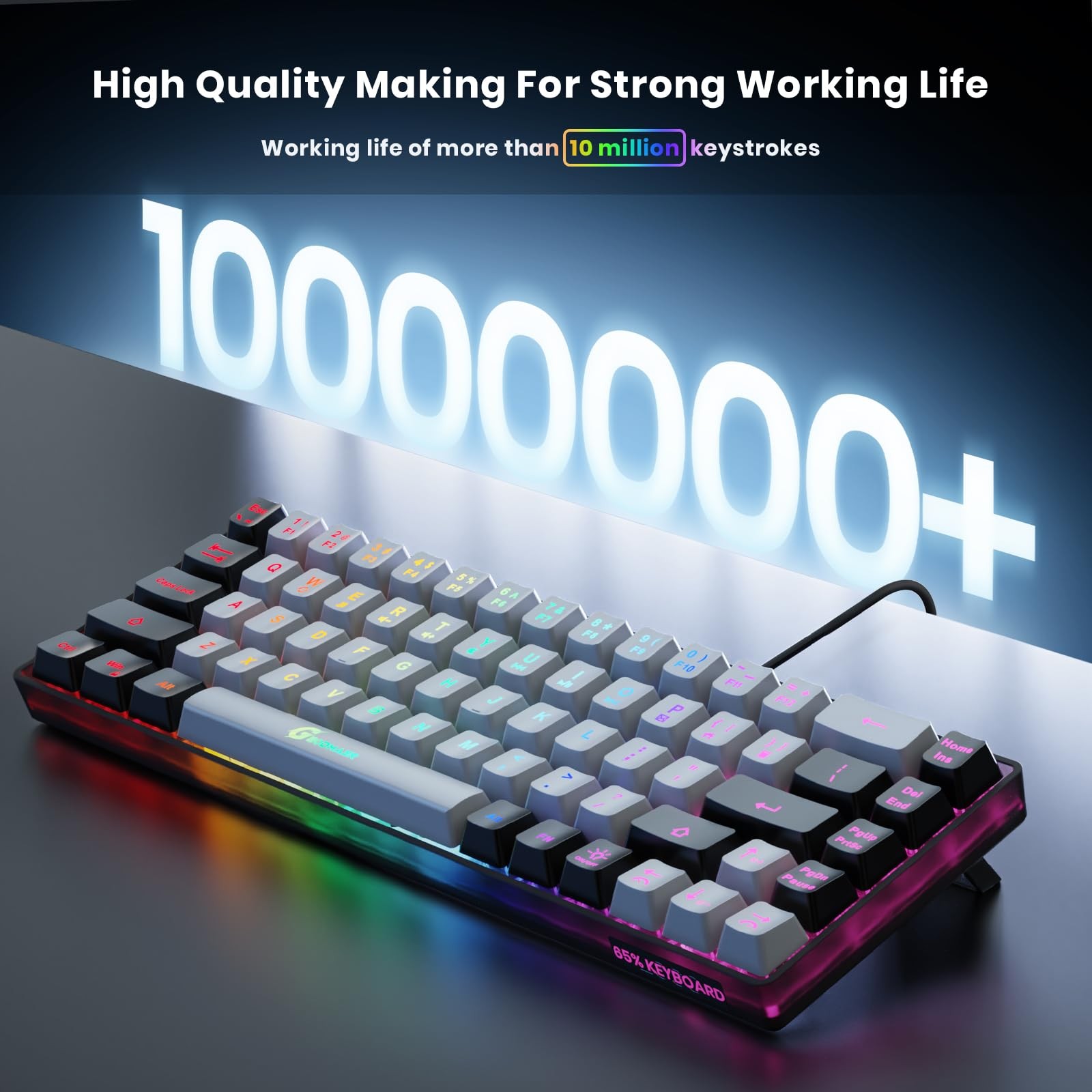 Geodmaer 65 Gaming Keyboard Wired Backlit Mini Keyboard Ultra-Compact
