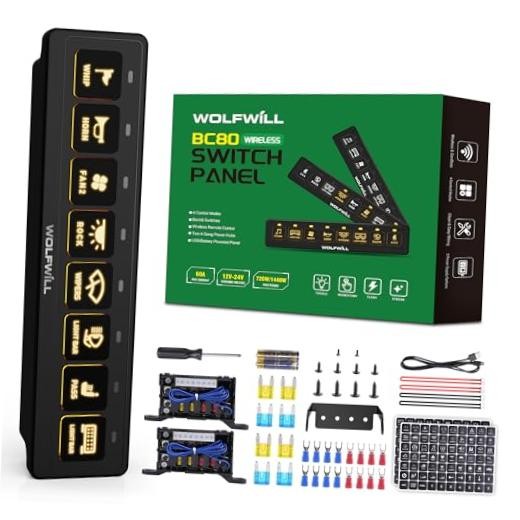 8 Gang Wireless Switch Panel BC80, 164Ft Remote with 4 8 Gang Switch Panel