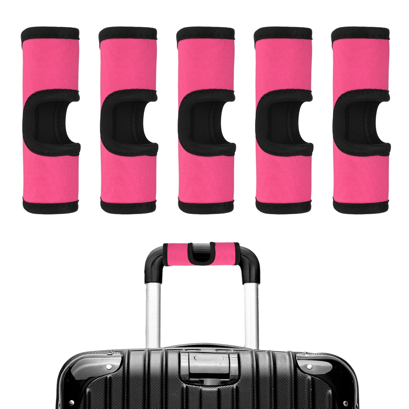 5PCS Luggage Handle Wrap Neoprene Identifiers Hollow for Suitcases,Pink