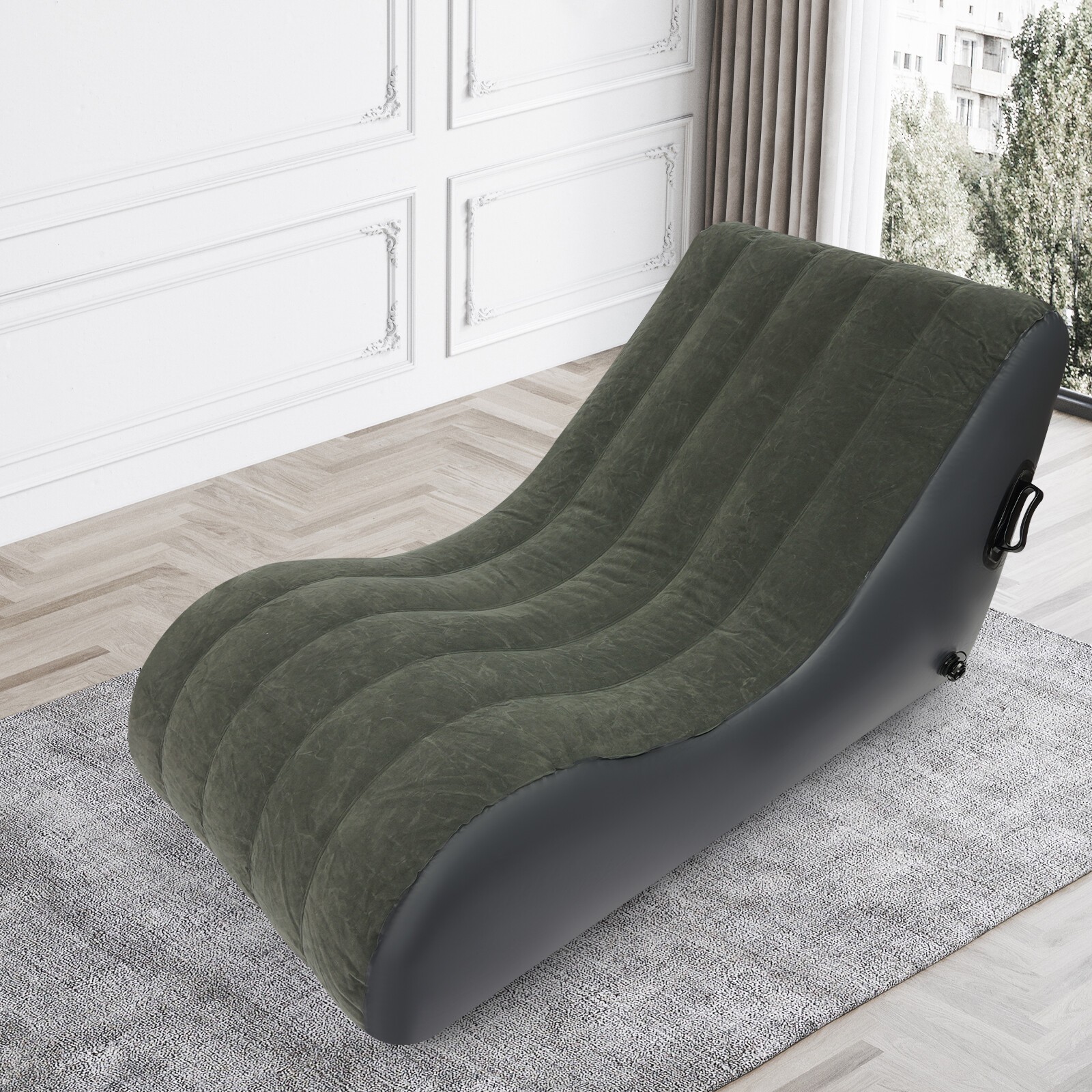 S-Shaped Inflatable Sofa Bed, Waterproof & Foldable with Air Pump