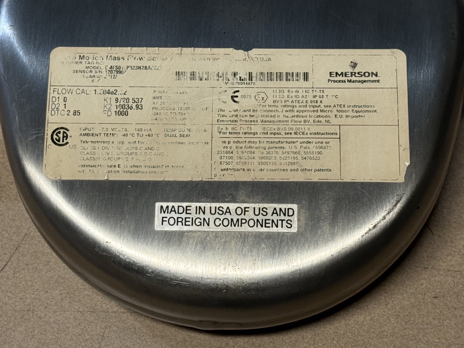 Micro Motion - CMFS010 - Sensor 800 Enhanced Core Processor Flow Sensor - (USED)