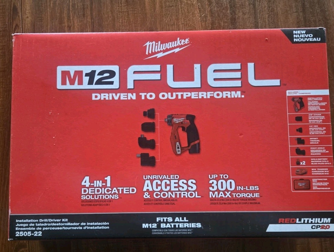 Milwaukee 2505-22 M12 FUEL 4-in-1 Installation Drill/Driver Kit 12V - NIB