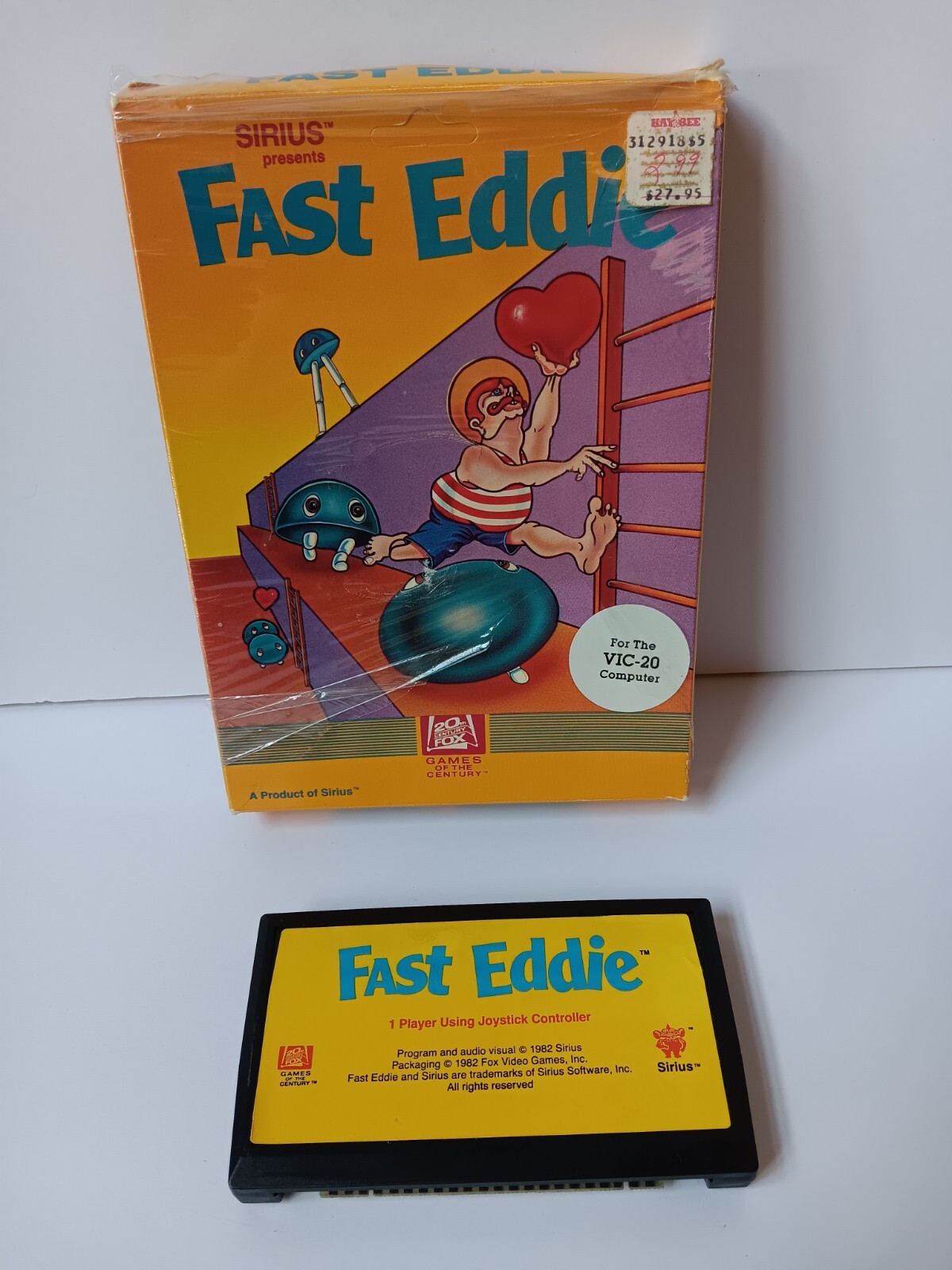 Commodore VIC 20 Fast Eddie Computer Game Cartridge Tested/Works Sirius