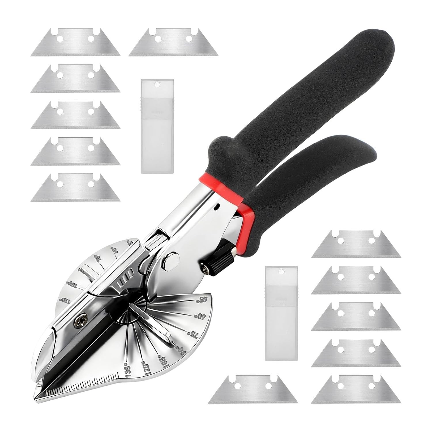 Miter Shears, Quarter Round Cutting Tool Trim Cutter with 12 Blades | 45°-135° A