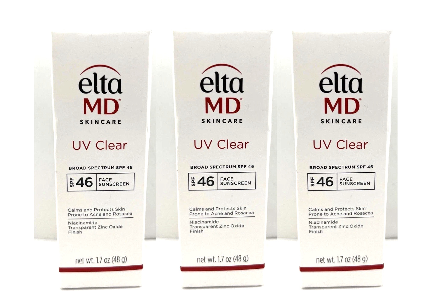 3x Elta MD UV Clear Broad-spectrum Facial Sunscreen SPF46 1.7oz Exp 09/2027 New