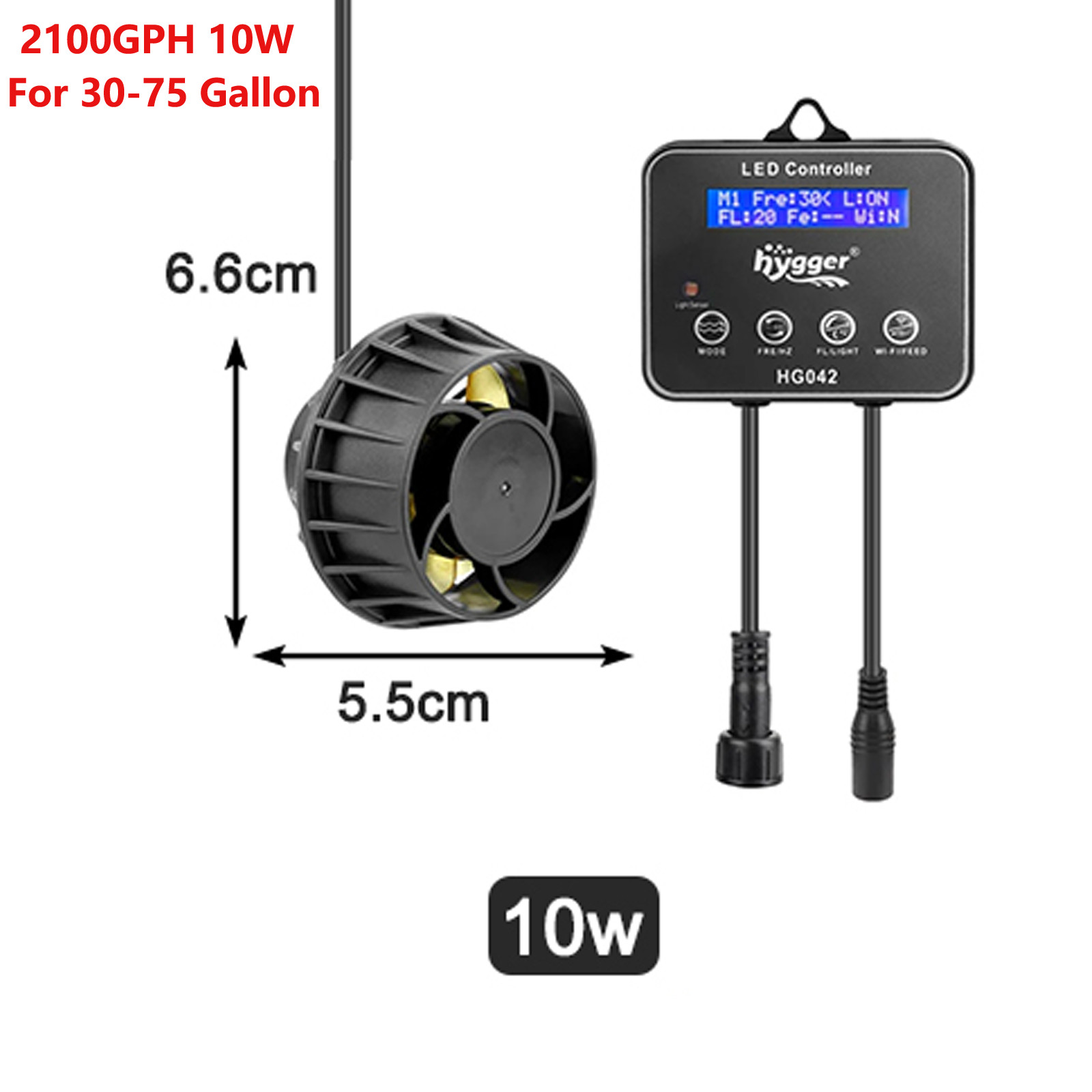 hygger 3400GPH Inverter Wave Maker DC24V Quiet Magnetic Base LED Controller