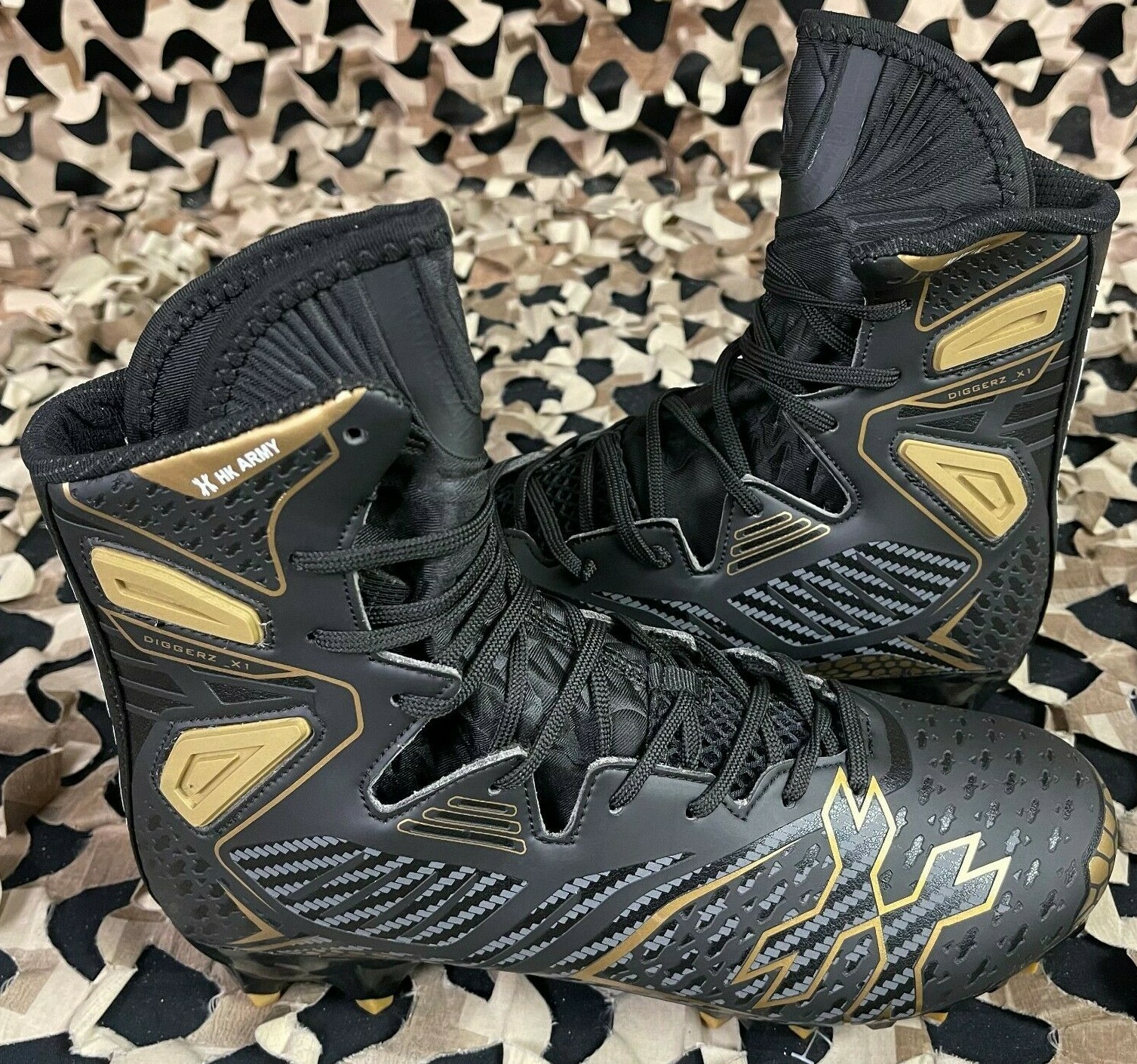 NEW HK Army Diggerz Paintball Cleats - Black/Gold - 8