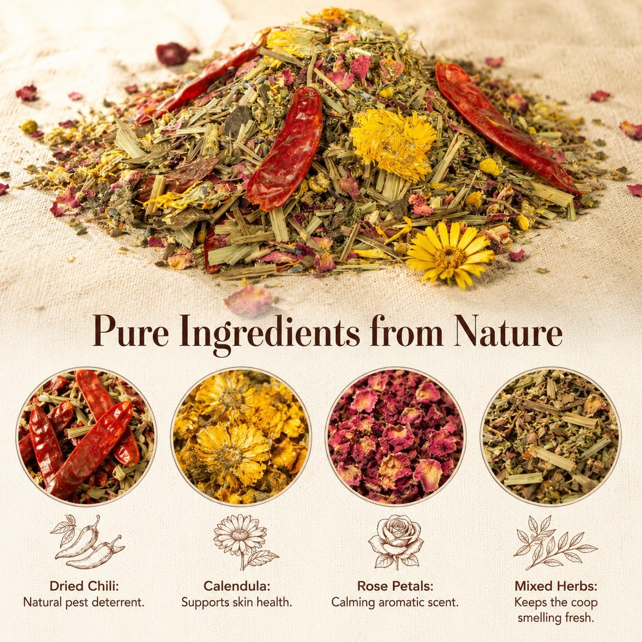 RAINFLOW Chicken Nesting Herbs 10oz Natural Dried Herb Blend for Nesting Box...