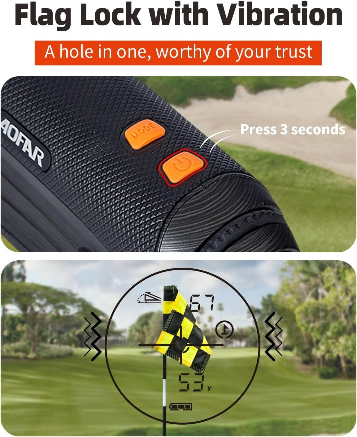 High Precision GX-2S Golf & Hunting Rangefinder - Flag-Lock & Angle Switch