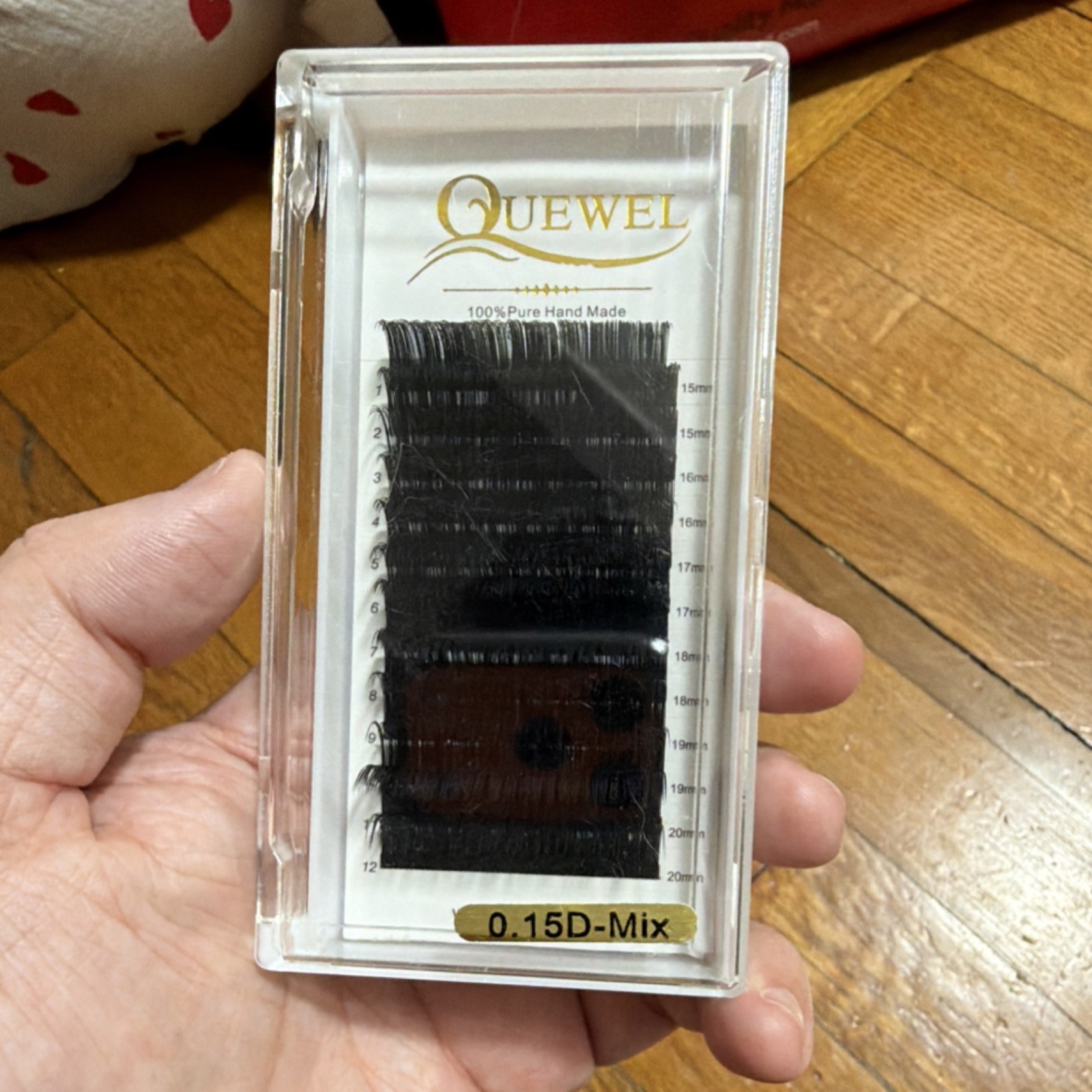 QUEWEL 0.15D-Mix Individual Eyelashes Black Handmade 15-19mm