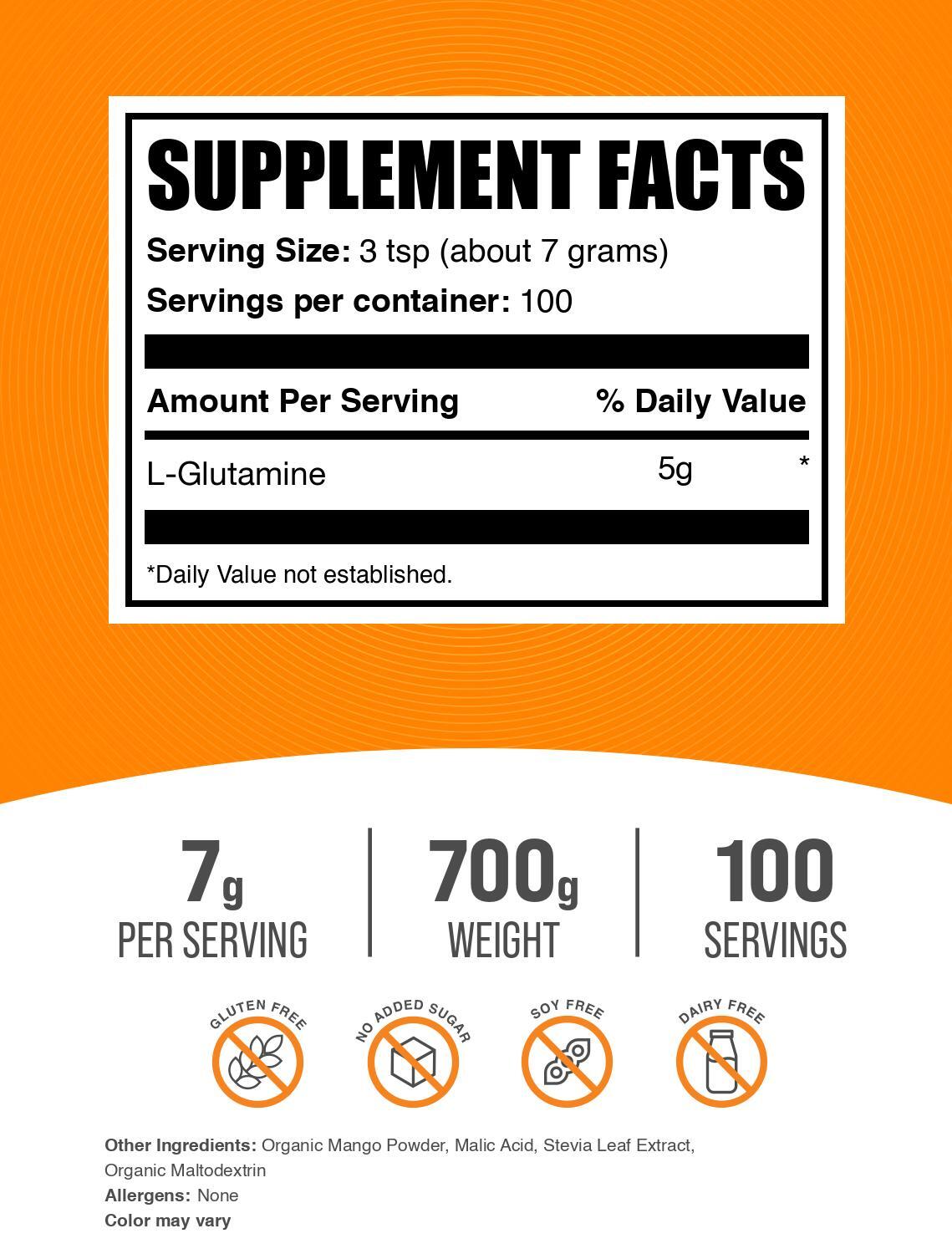 BulkSupplements L-Glutamine Powder - Mango Tango - 7g per Serving