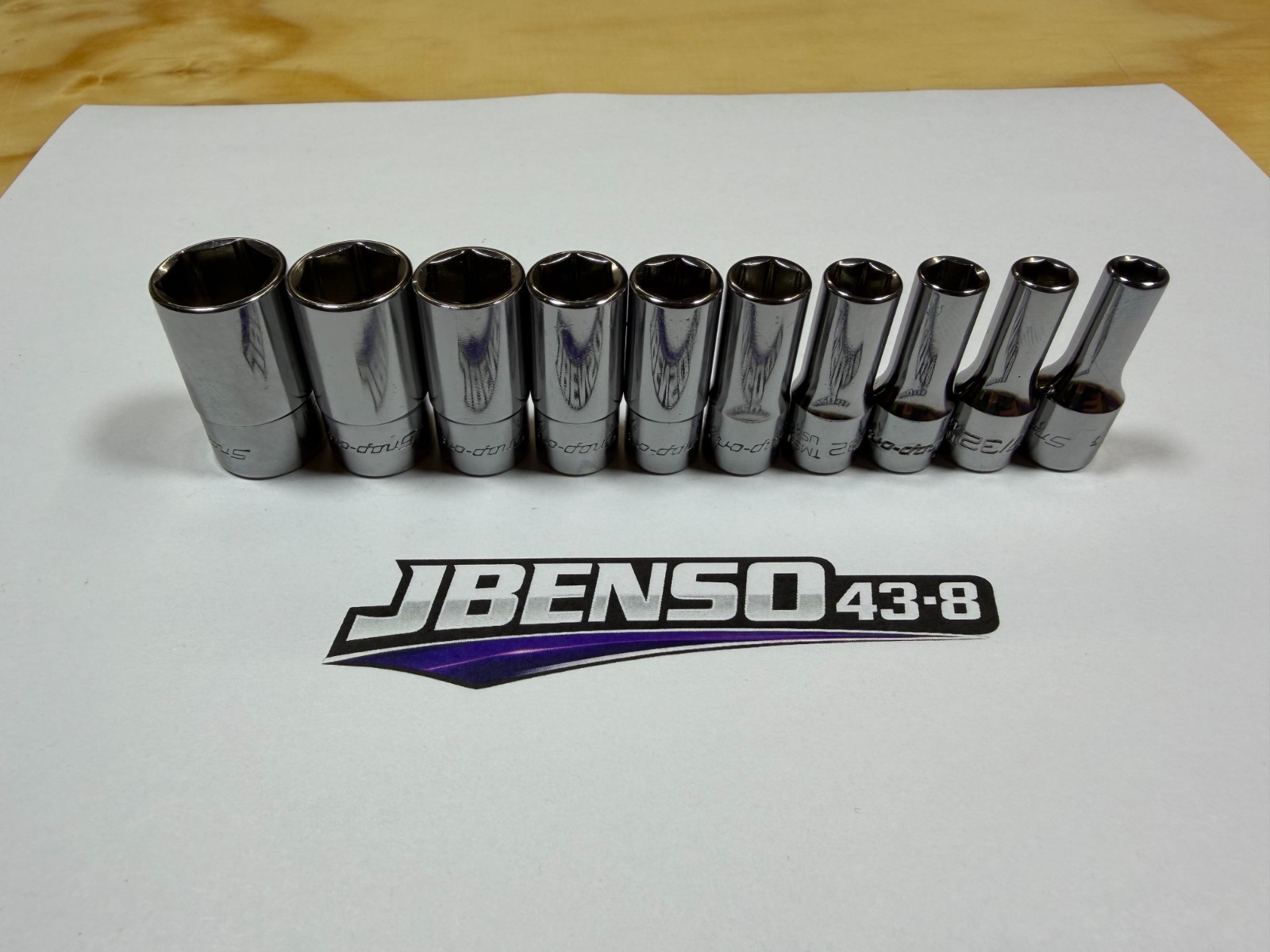 Snap-on Tools NEW 10pc 1/4" Drive SAE 6pt Semi-Deep Chrome Socket Set 110TMSY