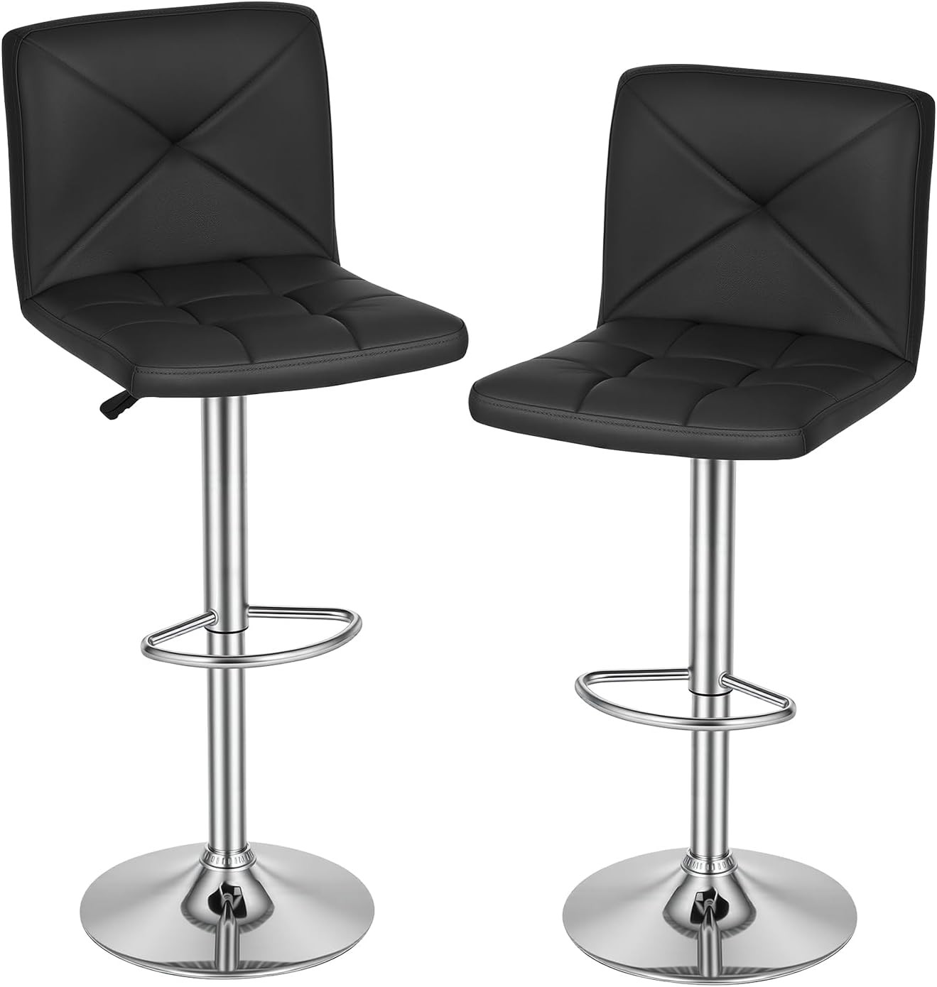 Bar Stools Set of 2, PU Leather Swivel Bar Stools Kitchen Counter Height Bar Cha