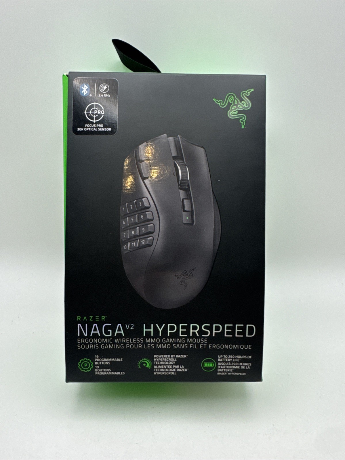 Razer Naga V2 HyperSpeed Wireless MMO Gaming Mouse: Ergonomic Design, 19 Buttons