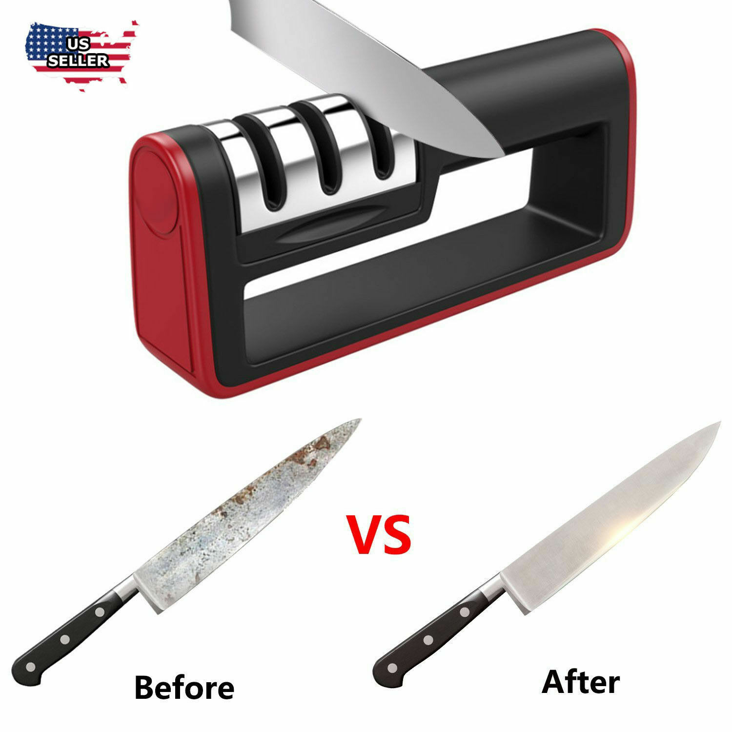KNIFE SHARPENER Professional Ceramic Tungsten Kitchen Sharpening System Tool