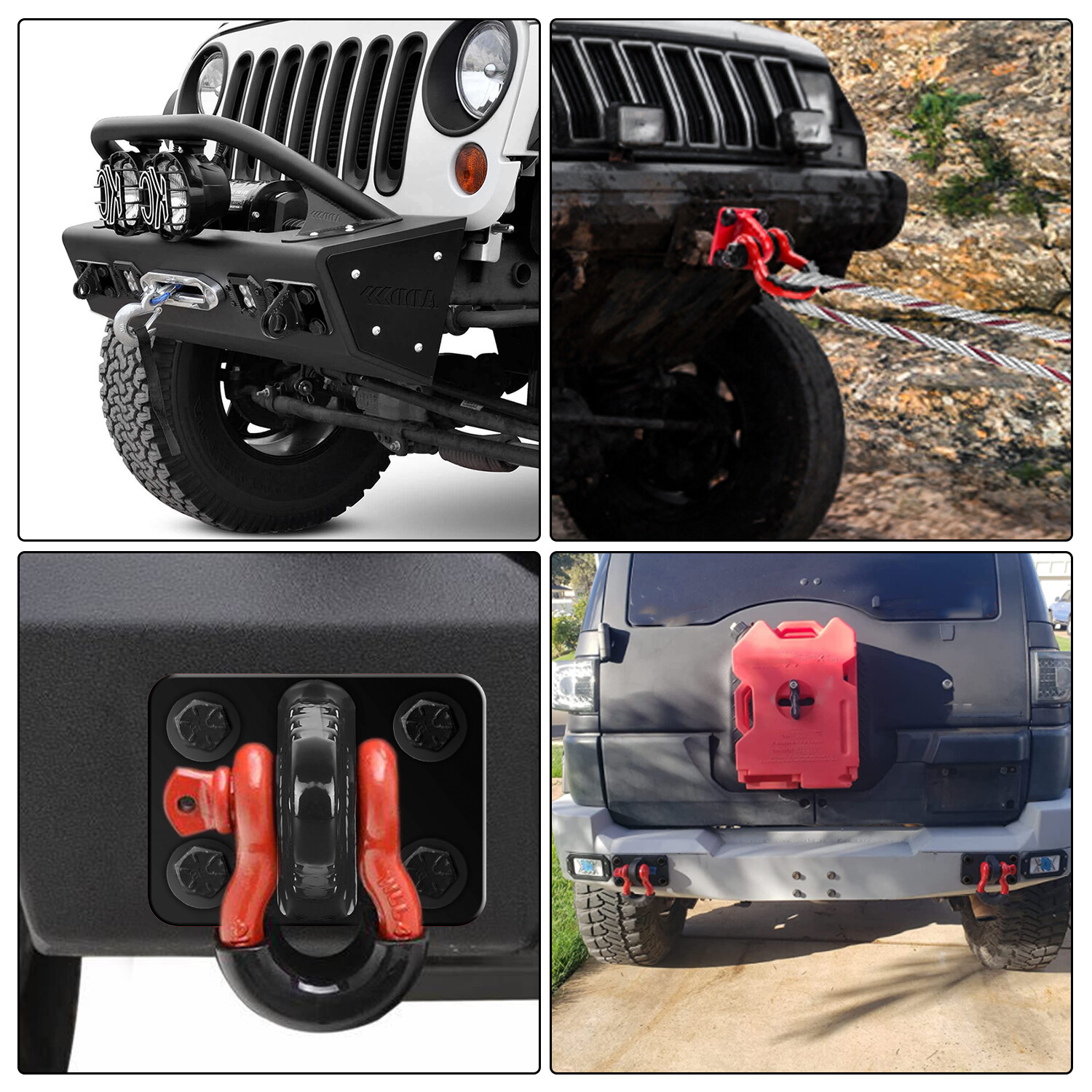 2 Pack D-Ring Shackle Mounts w/Backer Plate Bolt on Clevis Mount Bumper Bracket