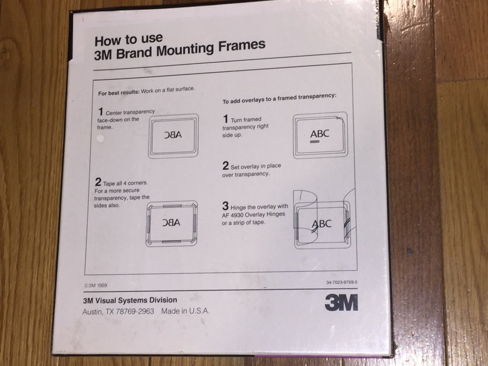 3M Cardboard Transparency MOUNTING FRAMES RS 7120 in Storage Box White Board