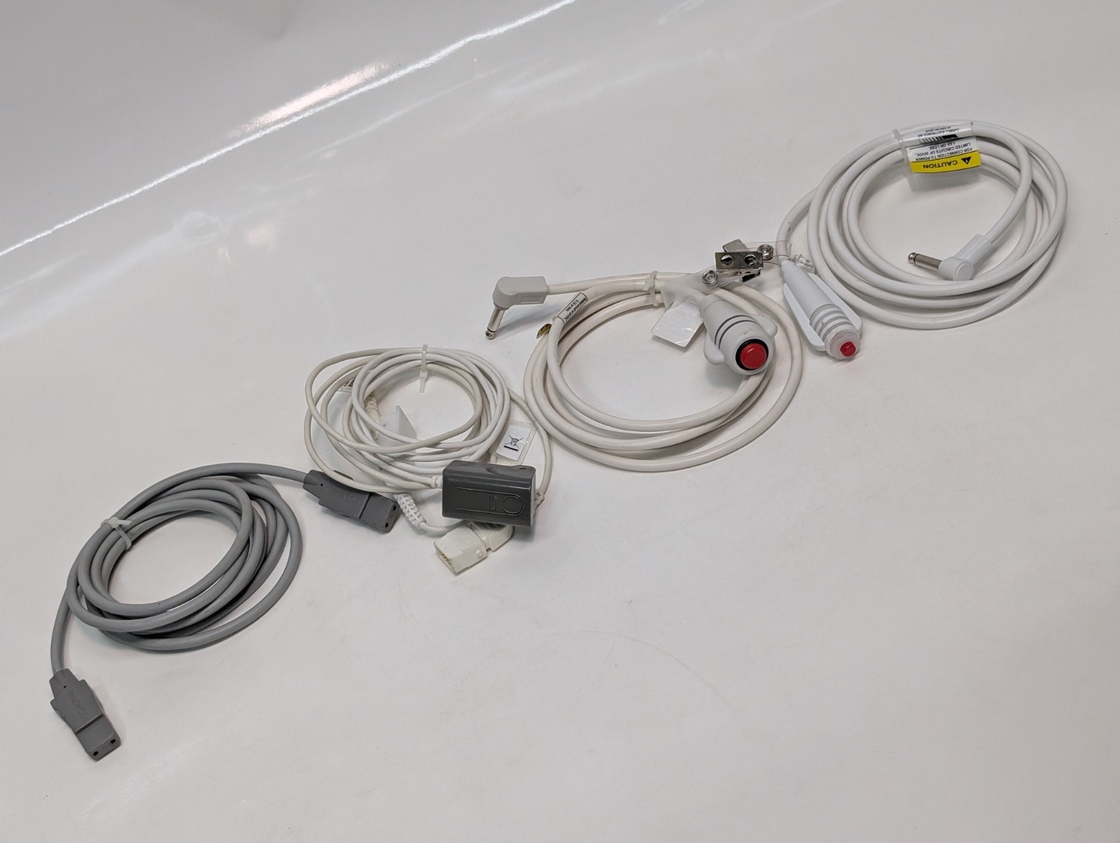 Mixed Lot of 4 Asstd Medical Cables: Nurse Call Buttons, Finger Sensor Clip, Etc