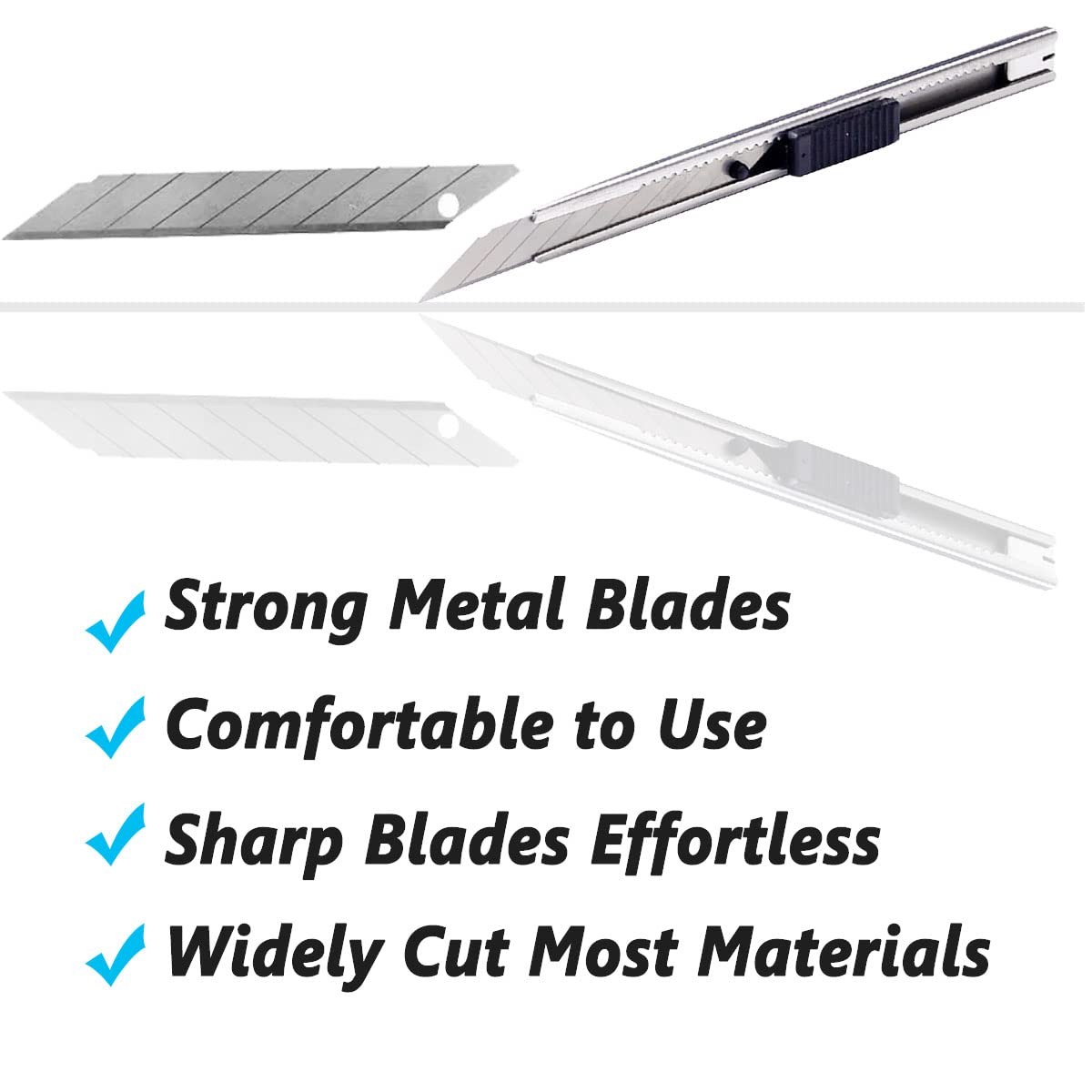 9Mm Snap off Utility Knife 3 Pack High Hardness Retractable Box Cutters with 30