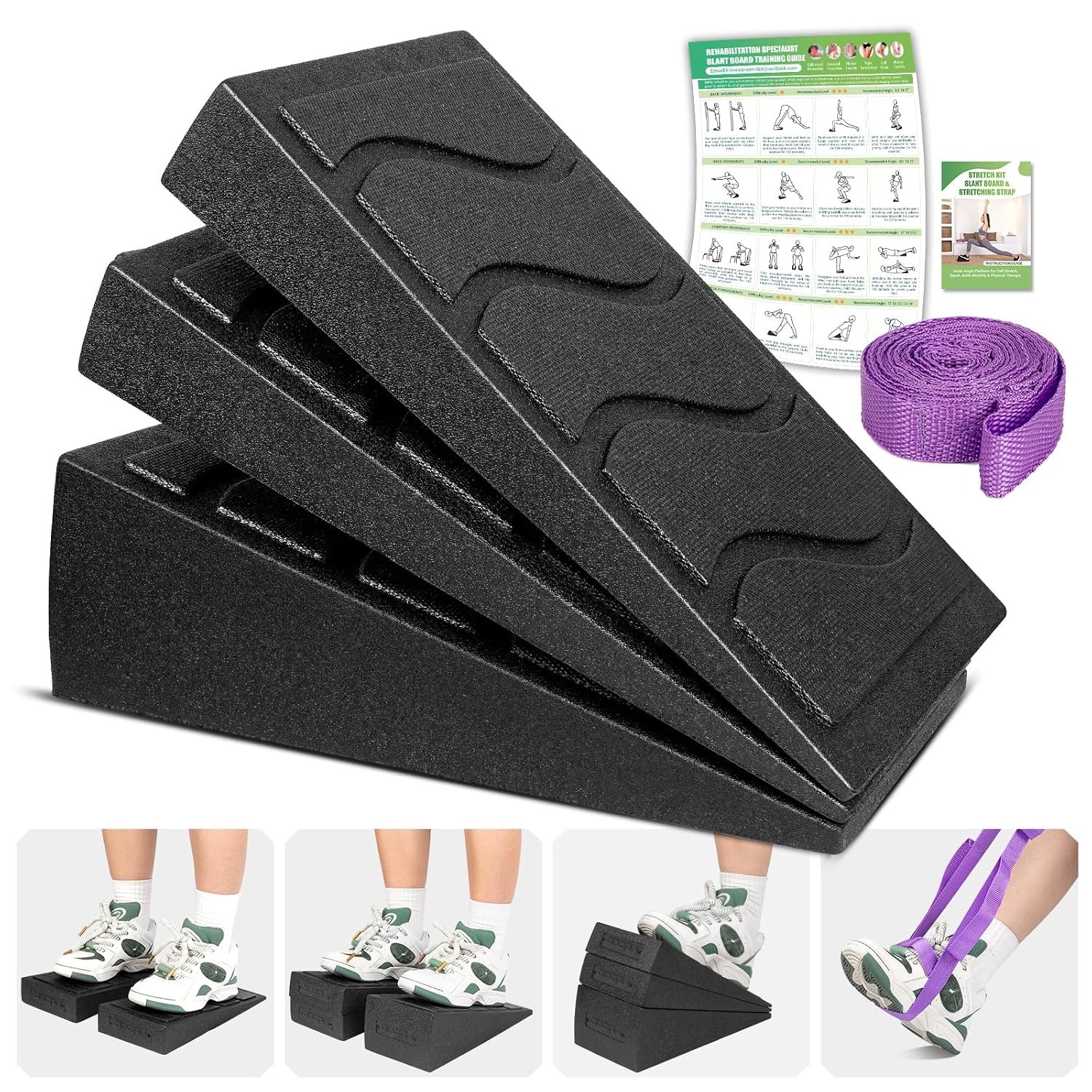 Adjustable Angle Squat Wedge Block Black Calf Stretching Exercise Equipment