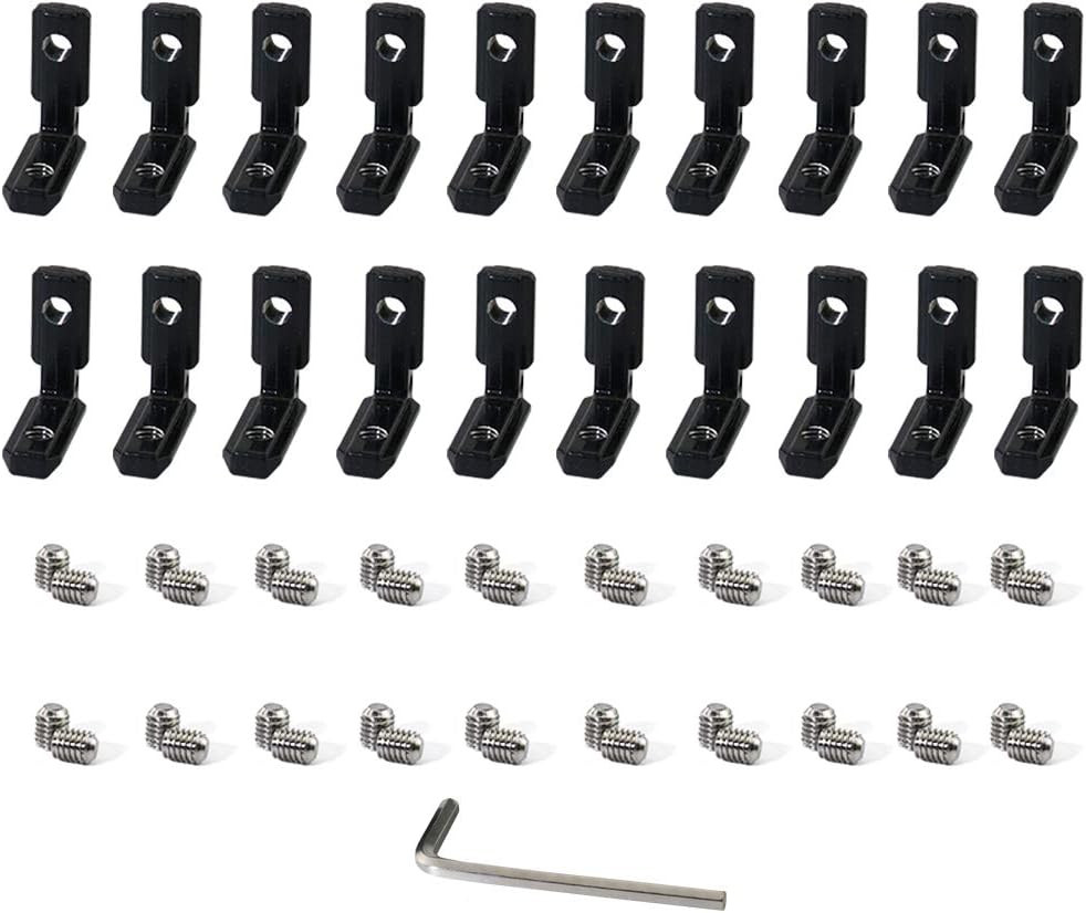 20Pcs 2020 Series Black T  L-Shape Interior inside Corner Connector Joint Bracke