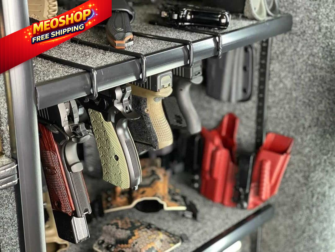 Adoreal 4 PCS Pistol Rack for Safe Shelf or Stack On consistent size, Black