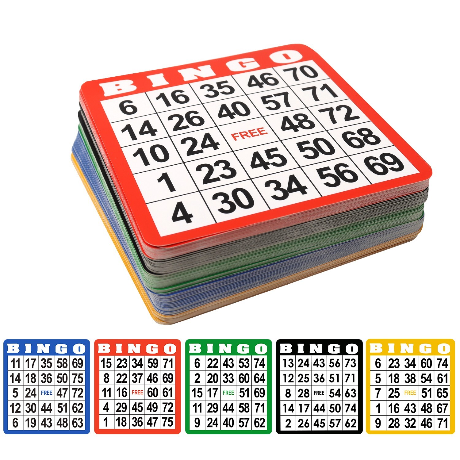 GSE 100-Pack Mixed Bingo Game Cards. Reusable Paper Bingo Cardstock Sheets