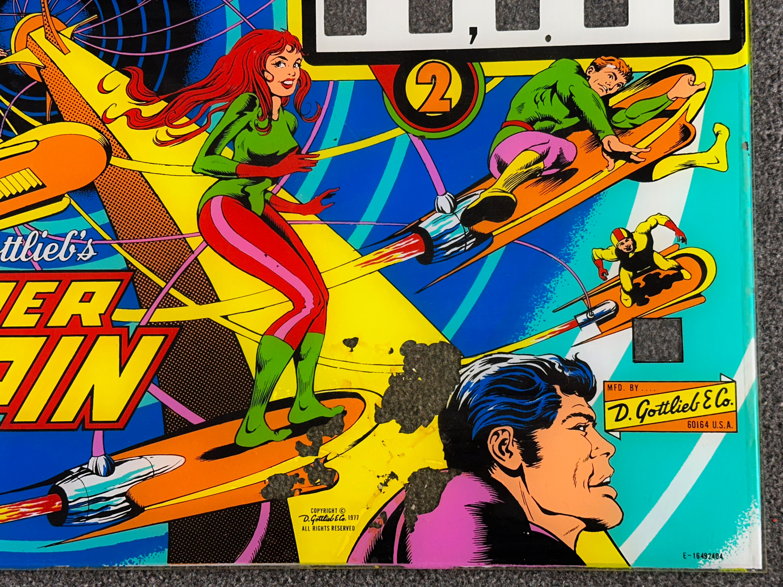 Gottlieb Super Spin Pinball Machine Game Backglass ORIGINAL