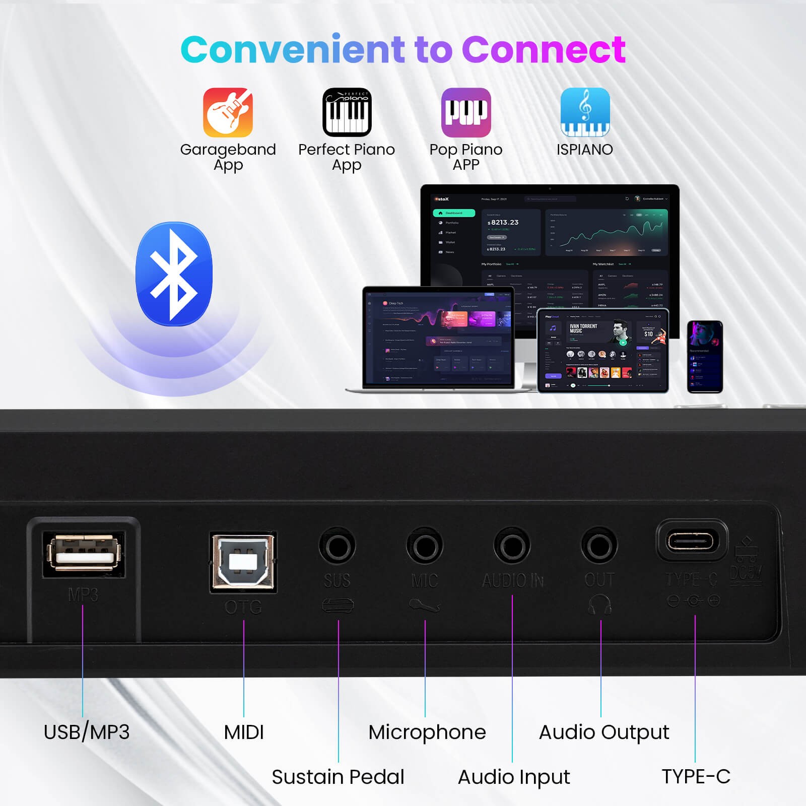 88-Key Piano Keyboard Foldable Full Size Semi Weighted Electronic Keyboard